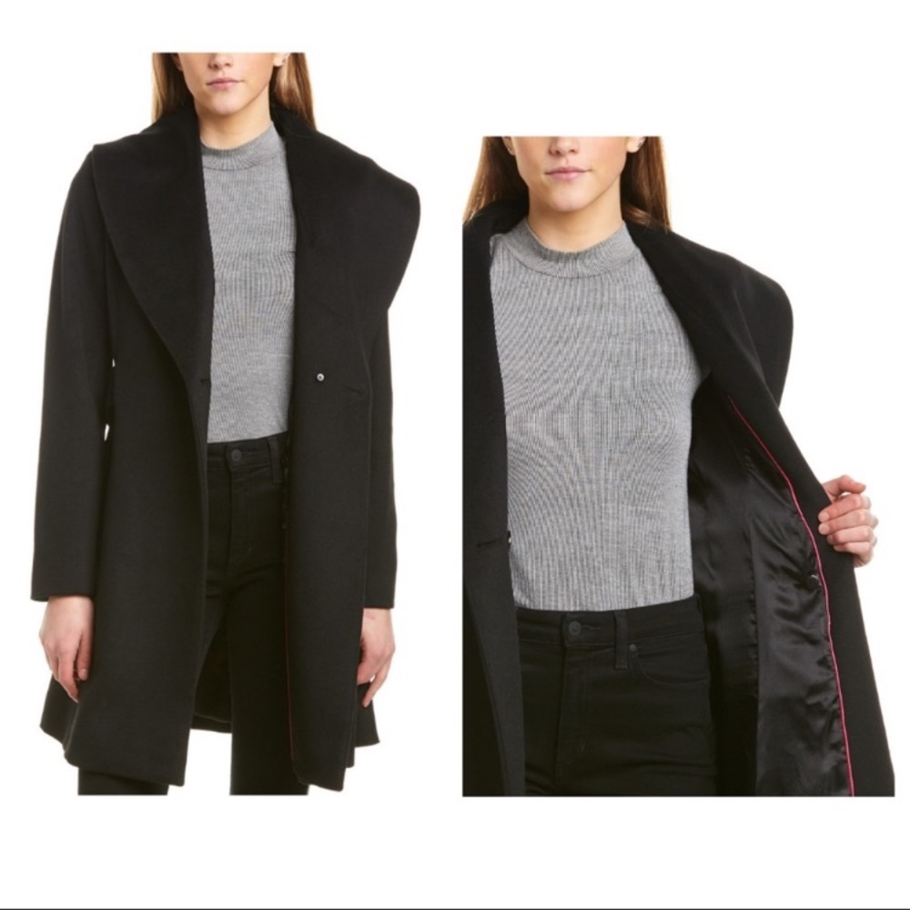 NWT Trina Turk Arden Wool Blend Black Coat
